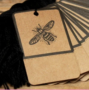 100 - Primitive BEE Kraft Hang Tags - Pre-Strung & Perforated - Picture 1 of 2