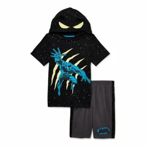 Marvel Black Panther Boys Hooded Top & Shorts 2-Piece Outfit Cosplay Set Size 7 - Picture 1 of 6