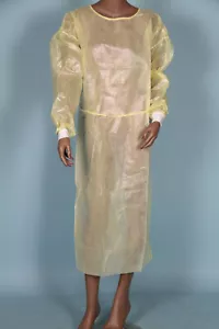 10er Einweg Schutzkittel Comfort Isolationskittel Kittel Strickbündchen CE #7588 - Bild 1 von 7