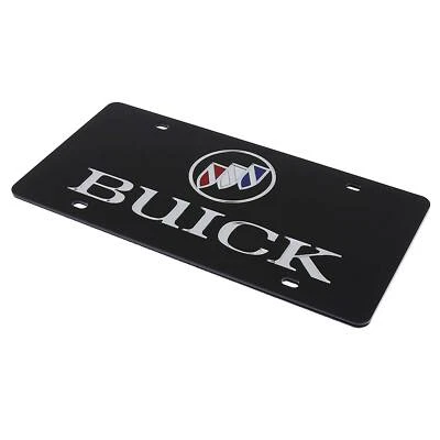 Buick Dual Logo License Plate (Chrome On Black) - Image 1 of 4