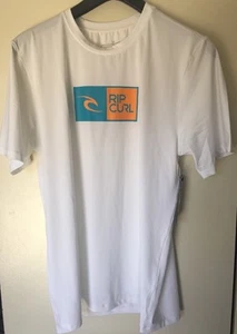 Rip Curl Ripawatu Short Sleeve Rashguard Size M UPF50 Performance White WLU4GM - Picture 1 of 4