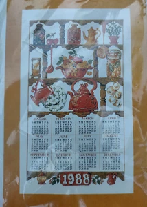 Nuevo calendario de algodón toalla de cocina vintage 1988 stock antiguo - Imagen 1 de 7