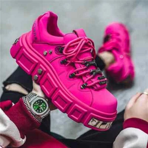 Fashion Men Leather Shoes Walking Thick Soled Punk Trendy Youth Clunky Boots - Picture 1 of 23