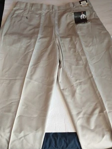 Men's Croft & Barrow Microfiber Pants Beige 42x32 Pleated Flexible Waist Cuffed - Picture 1 of 9