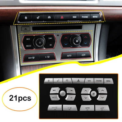 21PCS Silver Alloy Multimedia Center AC Button Sticker For Jaguar XF 2012-2015 - Image 1 of 4