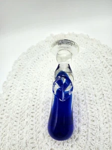 "Ángel de cristal azul/transparente soplado a mano con parte inferior pulida 7" - Imagen 1 de 11