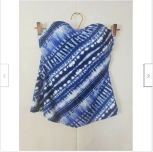NWT Apt.9 Women's Swim Tankini Top Strapless Blue White Halter Strap Swimwear S - Picture 1 of 4