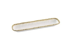 Porcelain Cracker Cheese and Charcuterie Tray (White and Gold) - Picture 1 of 6