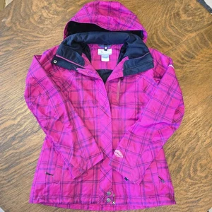 Columbia Omni-Tech Interchange Jacket Pink Plaid Waterproof Breathable Ski Snow - Picture 1 of 17