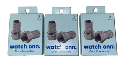 (3) Onn RG6 F Coax Connectors 2 Pack Audio Video For TVs DVR Satellite Cable Box - Image 1 of 2