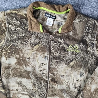 Realtree Fleece Jacket Men's Large Brown Camo Hunting Full Zip Thermal Outdoors - Image 1 of 4