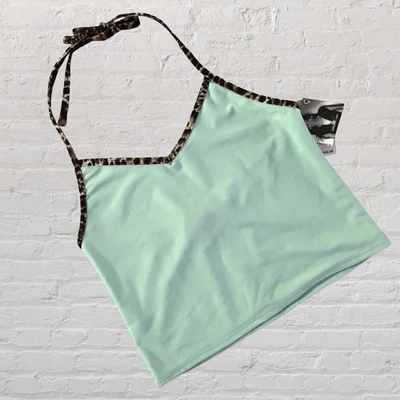 Top de Natación Halter Estampado Animal Verde Menta Baby Phat Niñas Talla 10 Ajustable Nuevo con Etiquetas Foto 1 de 4