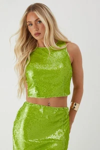 Misspap Green Crop Top Womens Going Out Tops - Picture 1 of 5