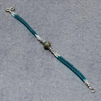 Tibetischer Türkis Onyx Handarbeit Geschenk Schmuck Perlen Nepali Armband 6" ... - Bild 1 von 4