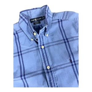 Ralph Lauren Blake Window Pane Button Down Shirt Short Sleeve Plaid Cotton M 90s - Picture 1 of 12