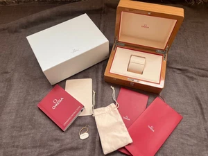 Omega Genuine Wooden Watch Box W/ Manual Booklet , Card Case , Outer box - MINT - Picture 1 of 24