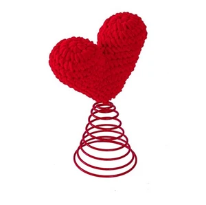 Heart Shape Knitted Tree Finial Ornament Red White for Christmas Trees - Picture 1 of 11