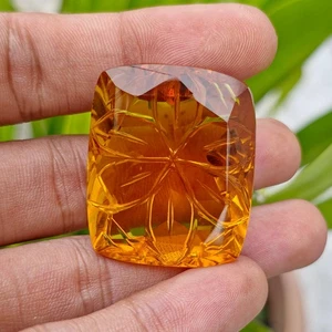 Natural 109 Ct With Certificate Brazilian Yellow Citrine Gemstone Curving Cut - Picture 1 of 8