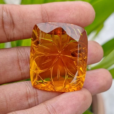 Natural 109 Ct With Certificate Brazilian Yellow Citrine Gemstone Curving Cut - Image 1 of 4