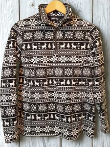 Women's Lands End XS (Size 2-4) Black And White Winter) Holiday Fleece - Picture 1 of 5