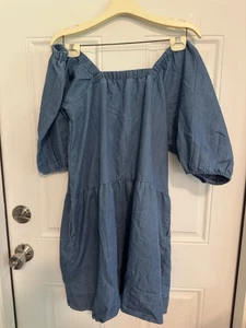 Millennium Women’s Ladies Off the Shoulder Cotton/poly Denim Dress Size M - Picture 1 of 6