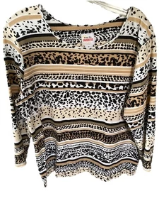 Ruby Rd. Favorites Damen Strick Top XL Animal Print Langarm Baumwolle - Bild 1 von 3
