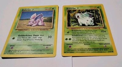 Pokemon Karten Nidoran + Nidoran 55/102 + 57/74 Deutsch Base/ Fossil Set Exc/NM - Bild 1 von 4