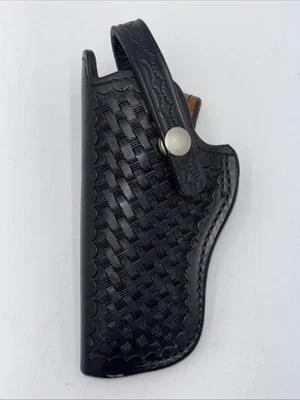 Smith & Wesson B22 44 WLH Black Basket Weave Leather Patrol Holster S&W RH - Image 1 of 4