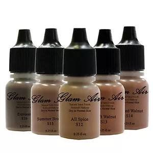 "Satin Dark Collection" Set of 5 Glam Air Airbrush Makeup Foundation - Afbeelding 1 van 6