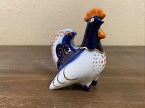 Russian Imperial Lomonosov Porcelain Pepper Shaker Box 22k Gold Lfz Rooster USSR - Picture 1 of 7