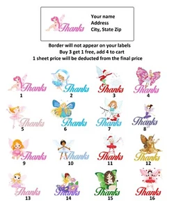 30 Etichette Indirizzi Personalizzate Grazie Ragazza Fate (tygf 1) - Foto 1 di 3
