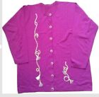 NEW RARE Jaeger cardigan fuchsia pink wool mix gold embroidery size 18
