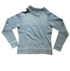 Villager Liz Claiborne Women&#39;s Sweater Size S  Gray Unique Collar Pastel Argyle