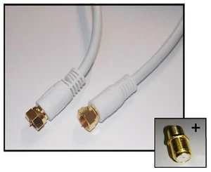 5m Satellite Cable - 2x F Male Gold Plated - Coaxial Cable Digital Coax + Adapter - Picture 1 of 1