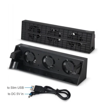 Cooling Fan External Cooler Accessories for PlayStation 4 PS4 Slim Console Black - Image 1 of 4