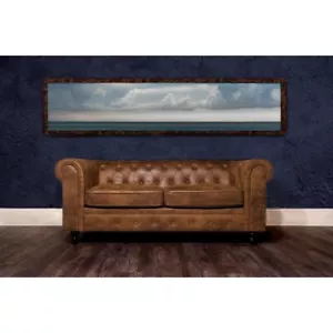 71'' Two Seater Rolled Arm Brown Chesterfield Sofa Couch - Picture 1 of 5