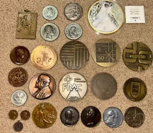 Lot of 25 Antique World Medals & Coins Many 1800s, Scarcer Pieces Belgium France - Picture 1 of 24