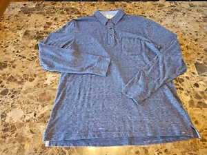 FAHERTY Mens Size L ORGANIC COTTON Blend Dark Gray/Red Long Sleeve Collar Shirt - Picture 1 of 11