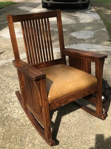 Antique Arts & Crafts Mission Oak Rocker, circa 1910 Cover