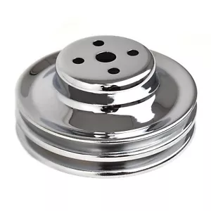Water Pump Pulley 2-Groove 5-13/16" dia. Chrome 1965, 1967-1970 Mustang - Foto 1 di 4