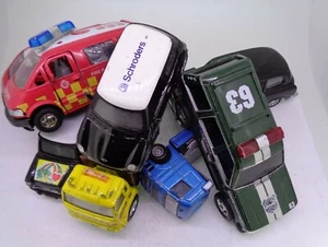 9x modern diecast toys - London taxi Truck Mini Cooper Rescue Patrol - Picture 1 of 10