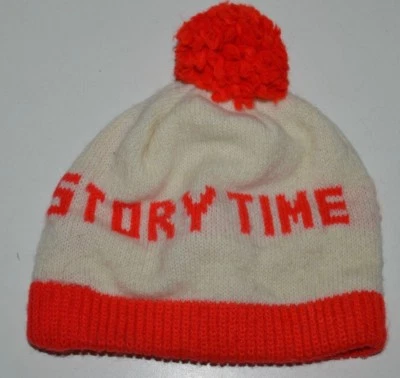 Bonito gorro vintage blanco y rojo para niños "Story Time" invierno sombrero para nieve gorra raro Foto 1 de 4