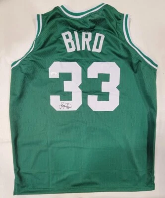 BOSTON CELTICS LARRY BIRD AUTOGRAPHED GREEN JERSEY JSA - Great Deal, Brand New - Image 1 of 2