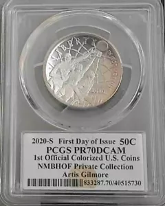 2020 S 50C Colorized Basketball Hall of Fame PCGS PR70DCAM FDOI Artis Gilmore - Picture 1 of 2