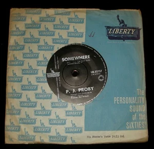 P. J. PROBY 1960s POP NEW ZEALAND 45 - SOMEWHERE / JUST LIKE HIM - LIBERTY - Picture 1 of 1