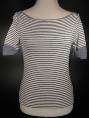 Genial Camiseta Para Mujer PP Petite P Ralph Lauren Azul Rayas Mangas Puño Cuello Barco Foto 1 de 4