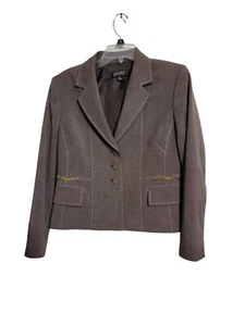 Kasper Women Petite Pant Suit Taupe Brown Button Straight Leg Lined 2 PCs Sz 12P - Picture 1 of 13