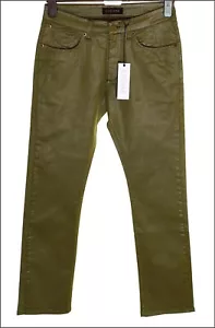 New Mens Genuine Superfine Denim Jeans Straight Made In Italy £145 Stretch Gloss - Picture 1 of 4