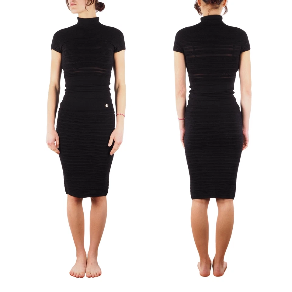 Lujo Roberto Cavalli Mujer Negro Elástico Falda Top Conjunto Traje Vestido 38/40/S Foto 1 de 4