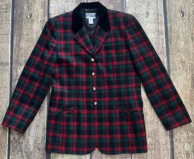 VINTAGE PENDLETON TARTAN PLAID PURE VIRGIN WOOL BLAZER USA MADE WOMENS 10 EUC - Image 1 of 4
